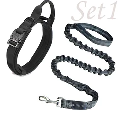 Durable Tactical Nylon Dog Collar & Leash Set - XL--Neck 50 - 62CM (Black set 1)