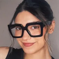 Large Square Frame Anti-Blue Light Reading Glasses Retro Luxury Brand Designer Black Eyeglasses Computer Transparent Eyewear 2