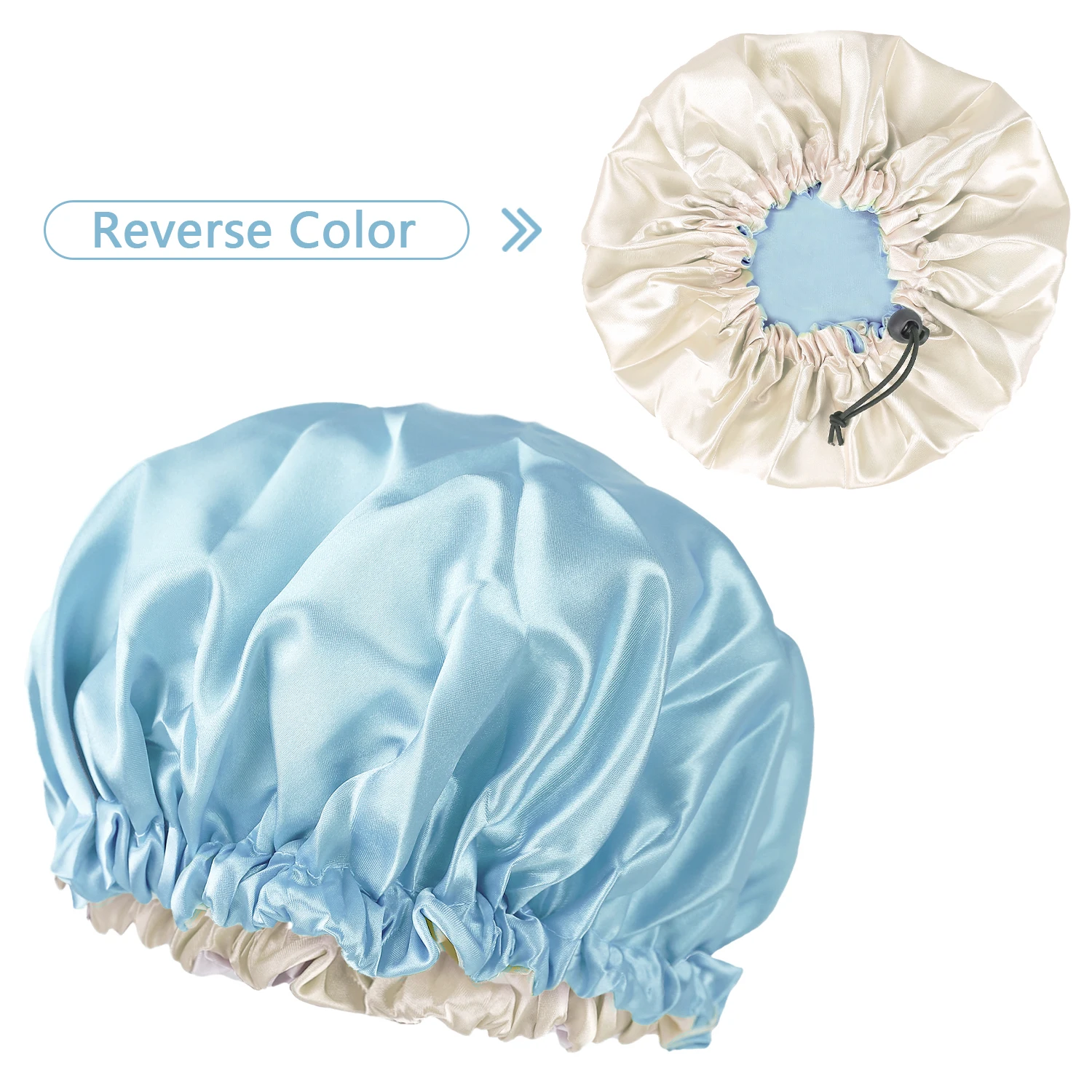 Kinder-Satinhaube 2er-Set – Weiche Schlafmütze Mit Schmetterlingsmuster, Schwarz & Rosa
