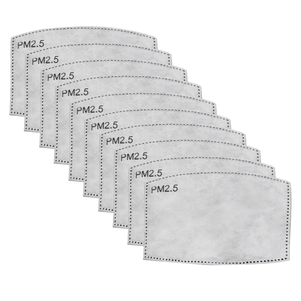 10Pcs 5 Layers PM2.5 Filter Mask Paper Activated Carbon Adult Kids Masks Anti Dust Haze Mouth Mask Face Filters