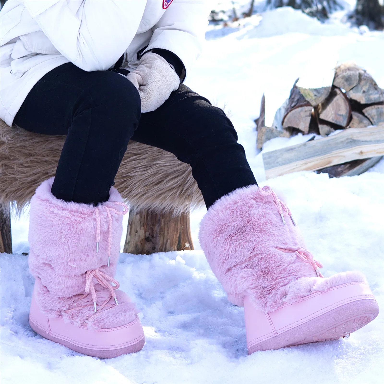 Stivali Da Neve Donna Invernali Thermo Tex Caldi Pelliccia Sci Termale - Foto 12