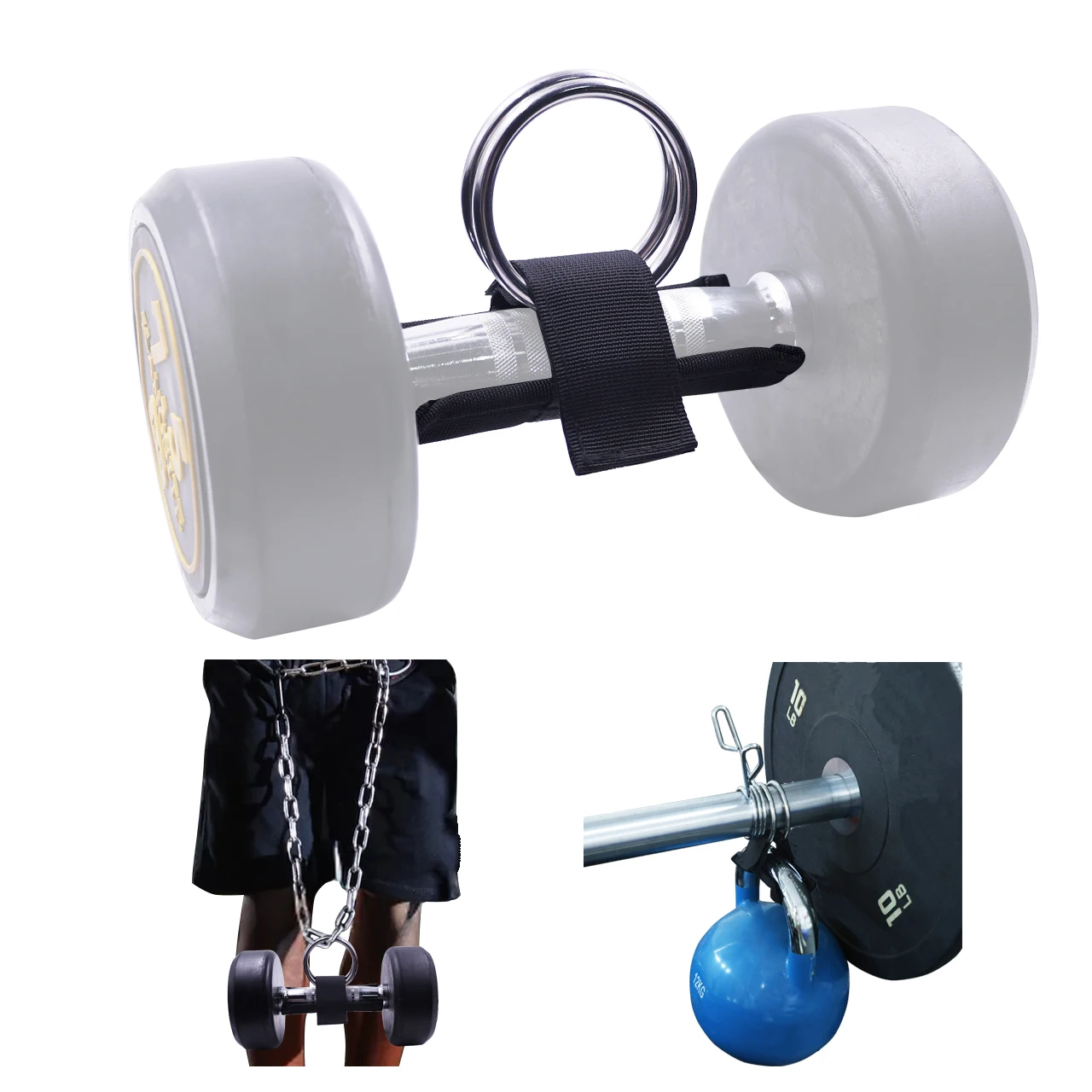 Loading Dumbbells Strap  for Dip Belt Squat Pull-up ,Load Dumbbells Kettlebells on Barbells Weightlifting Accessory