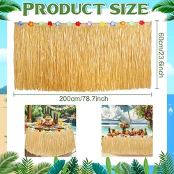 Tropical Hawaiian Luau Grass Table Skirt - Perfect Beach & Party Decor (Straw 200x60cm)