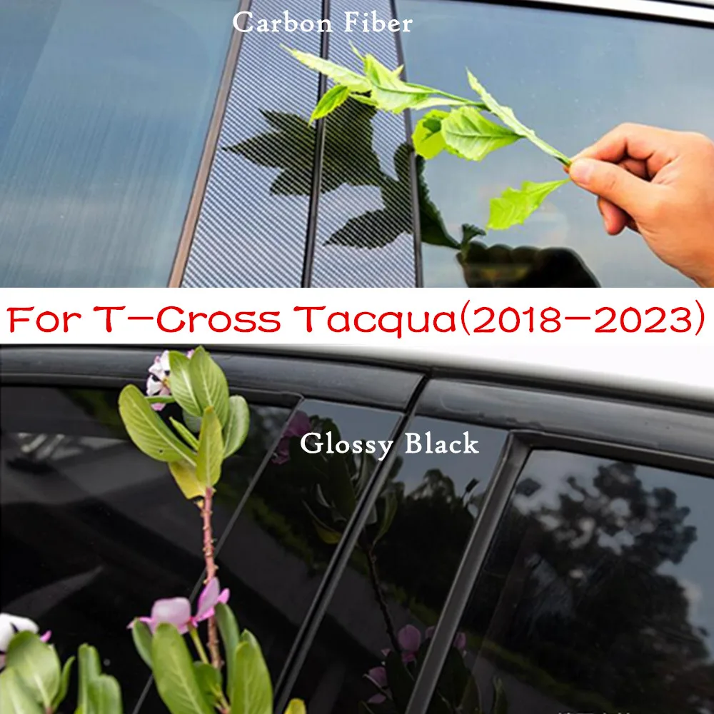Per Volkswagen Vw T-Cross Tcross Tacqua 2018-2023 Car Pc Pillar Post Cover Door Trim Window Molding Sticker Plate Accessori