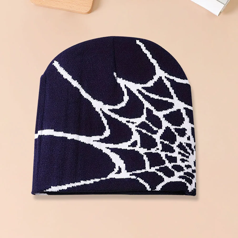 1pc Spiderweb Pattern Knitted Beanie Hat For Men Multi Colored Fashionable Warm Hat Suitable For Autumn And Winter Knitted Hat Knitted Cap Knitted Beanie Embroidered Beanies Skullies Beanies Cotton Beanie Fashion Beanies