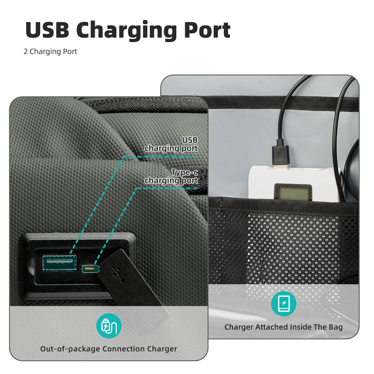 HcanKcan Business Waterproof Backpack USB Charging Men Backpack Fit 15.6'' Laptop Travel Large Capacity School