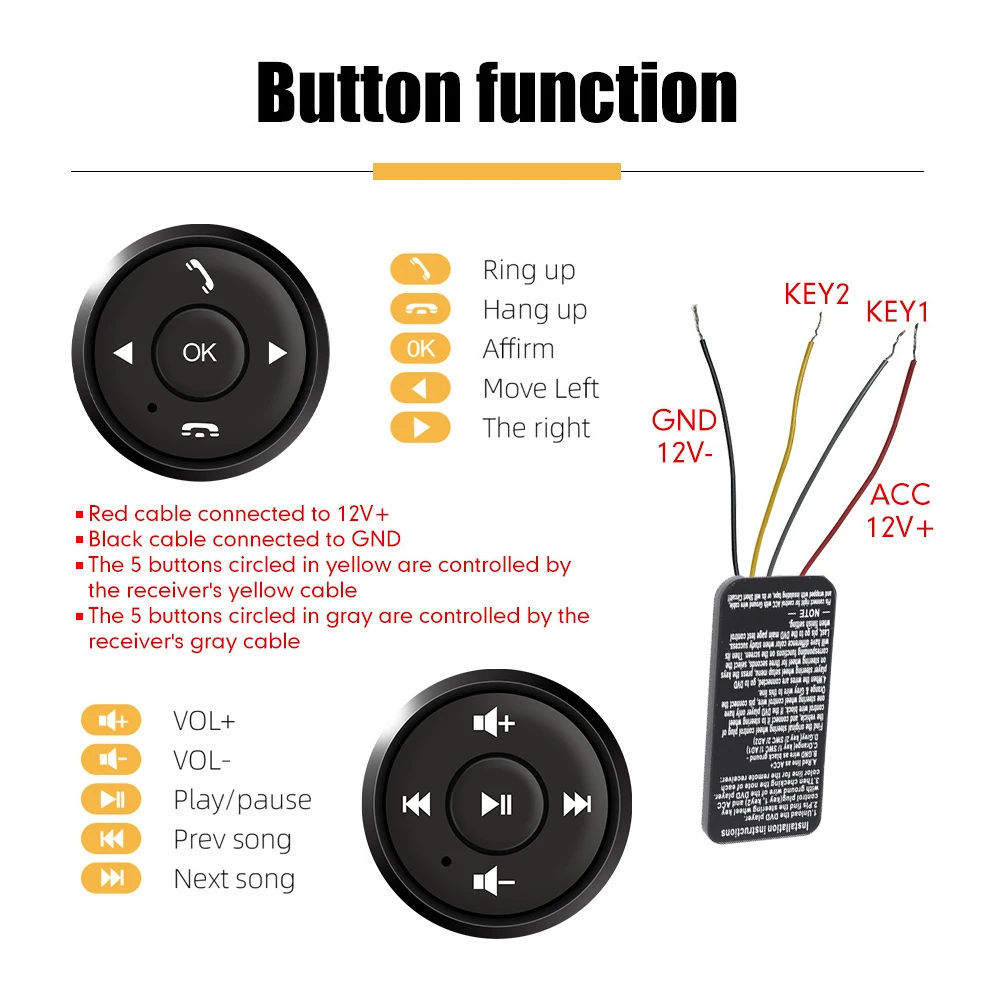 Car Steering Wheel Wireless Remote Control Button 10 Keys for DVD Player Radio GPS Navigation Multi-function Switch Button Wireless Remote Control Wireless Remote Controller Steering Wheel Remote Control Wireless Media Remote Wireless Media Controller Media Remote Controller