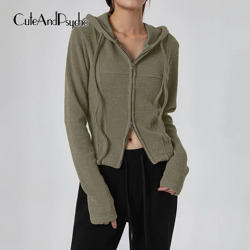 

Cuteandpsy, винтажные однотонные шикарные куртки Y2K, модная уличная одежда, женские пальто на молнии, Повседневная Корейская облегающая одежда в стиле Харадзюку