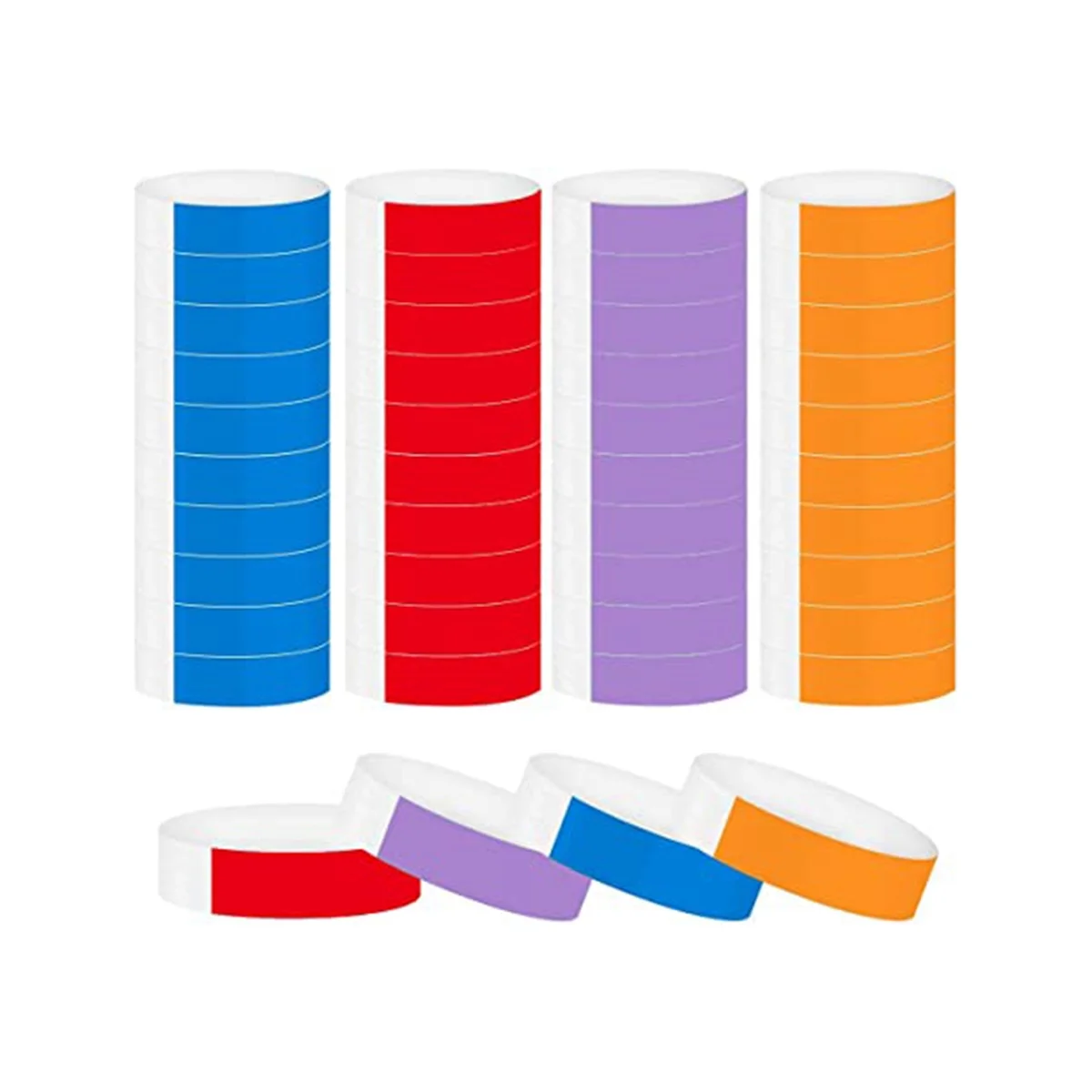

400 Pieces Paper Disposable Colored Identification Wrist Bands Adhesive Hand Bands 4 Colors