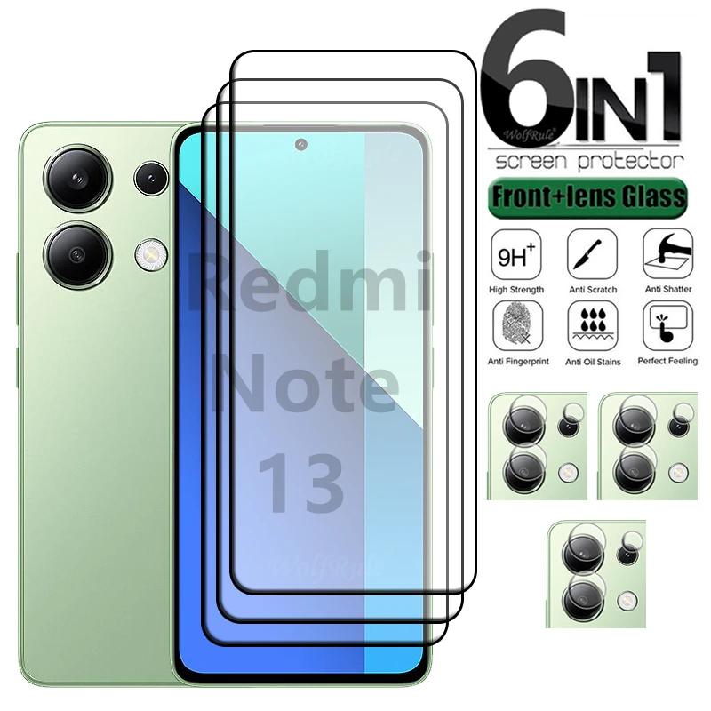 6-In-1 Per Redmi Note 13 4G Glass Xiaomi Redmi Note 13 4G Vetro Temperato 9H Cover Screen Protector Redmi Note 13 Pro Lens Glass