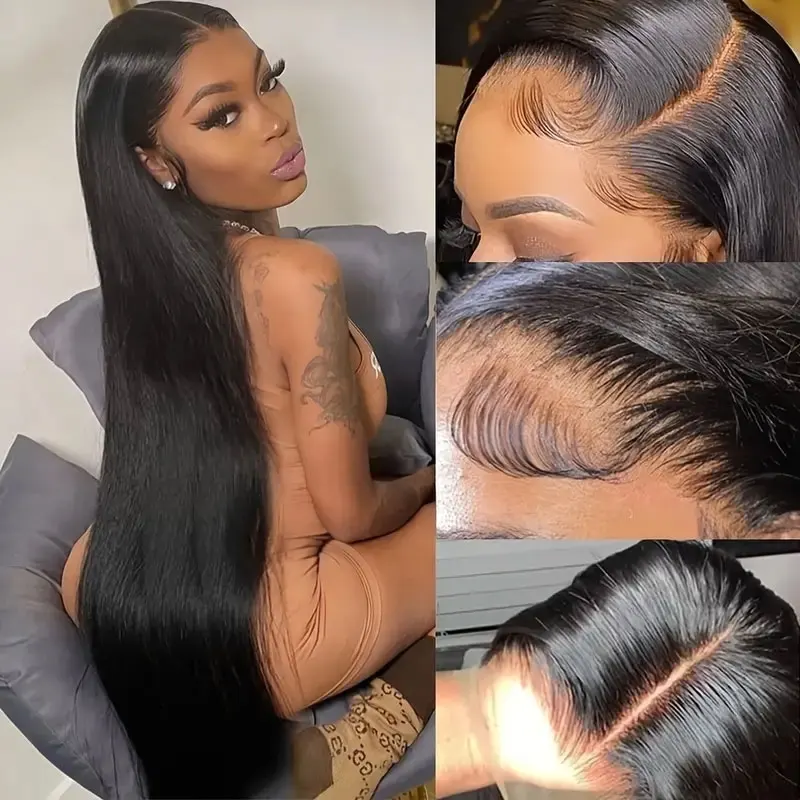 Transparent Straight Lace Frontal Wig 13x4 Lace Front Human Hair Wig PrePlucked Bone Straight Human Hair For Black Women