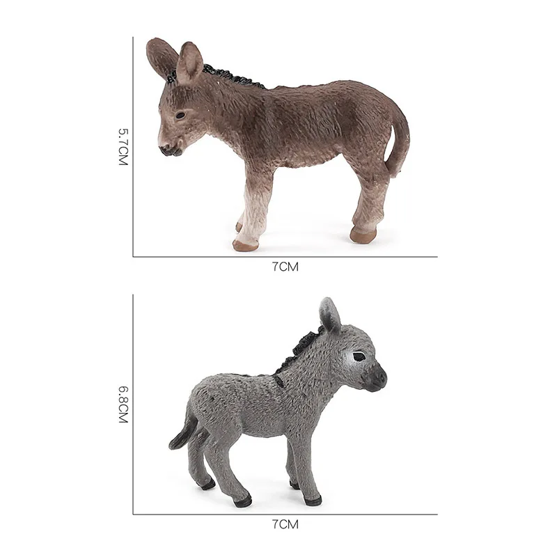 Simulation Animal Little Donkey Educational Children's Cognitive Model Micro Ornaments Plastic Decoration Baby Toy Gift A0425 miniature figurines