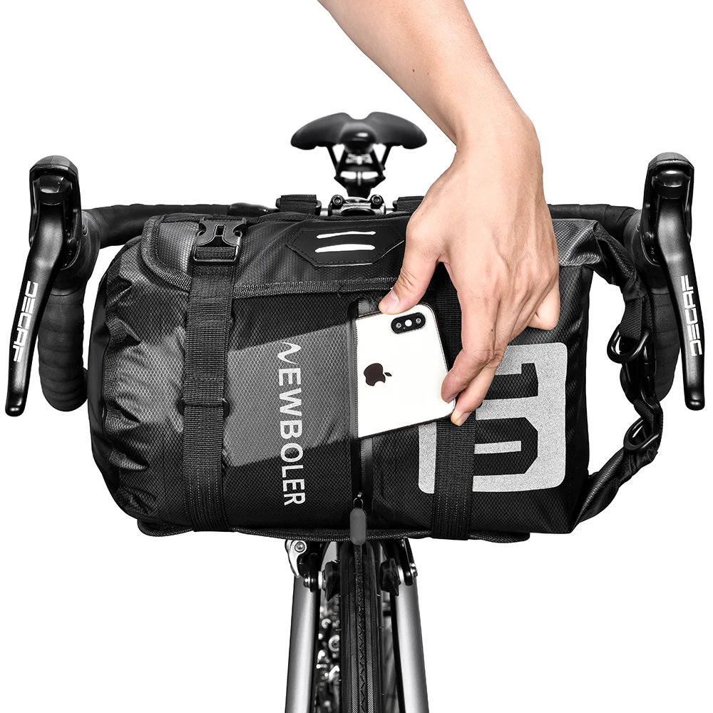 NEWBOLER Wasserdichte Fahrradtasche Bikepacking Lenkertasche Vorderrohr Fahrradtasche 10/15L MTB Rahmen Kofferraum Rennrad Zubehör – Detail 9