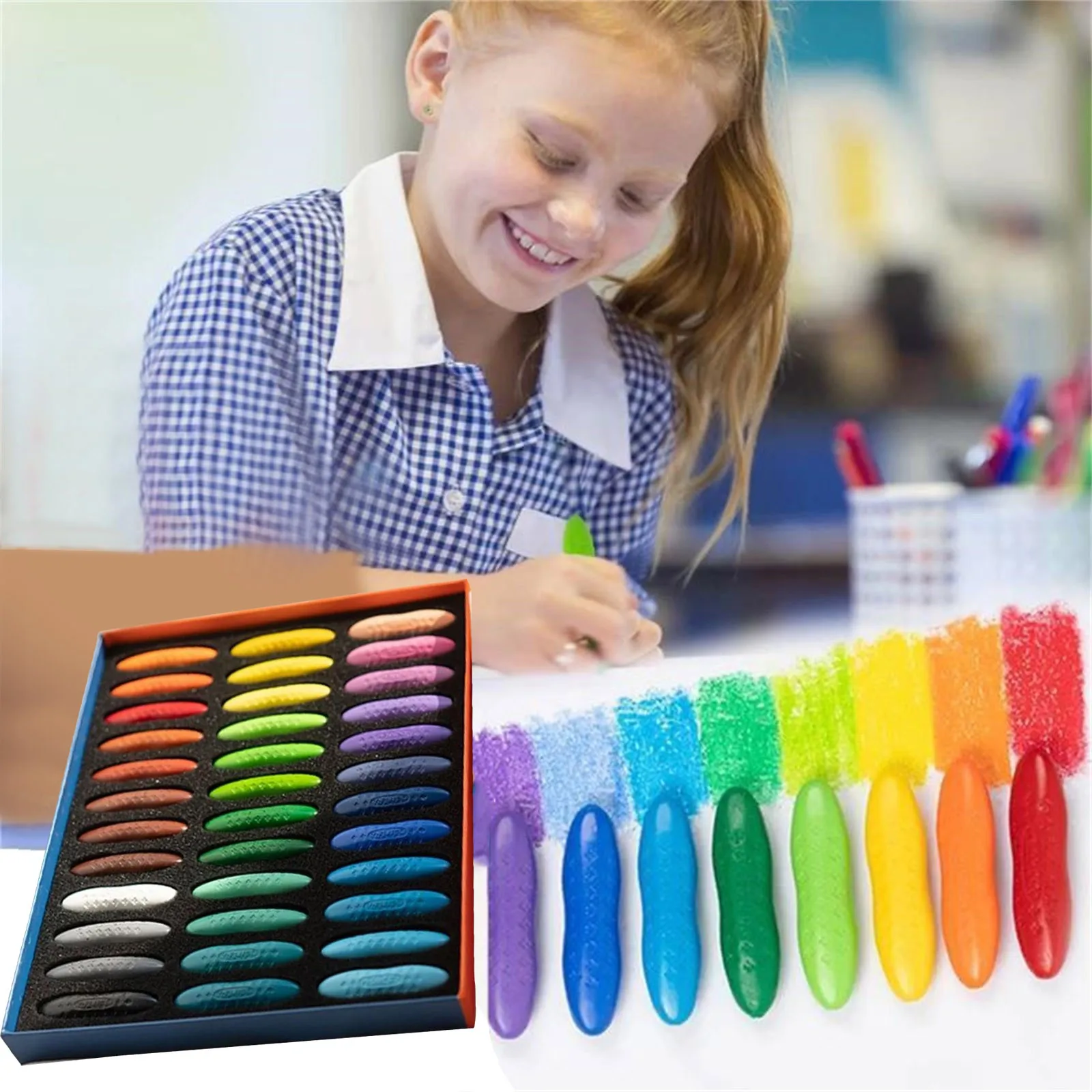 12/24 Colors Wax Crayons Drop Shaped Palm Grip Crayons for Kids