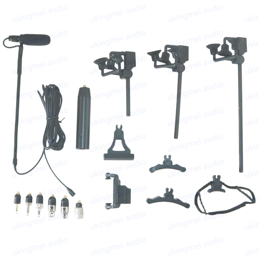 Supercardioid Musical Instrument Microphone with Clips for Cello Violin Guitar Flute Piano Saxophone Suitable Wireless Transmitt