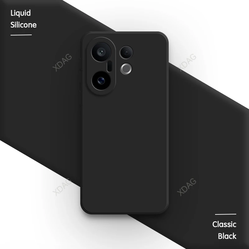 Elegant Liquid Silicone Phone Case with Lens Protection - Classic Back Cover