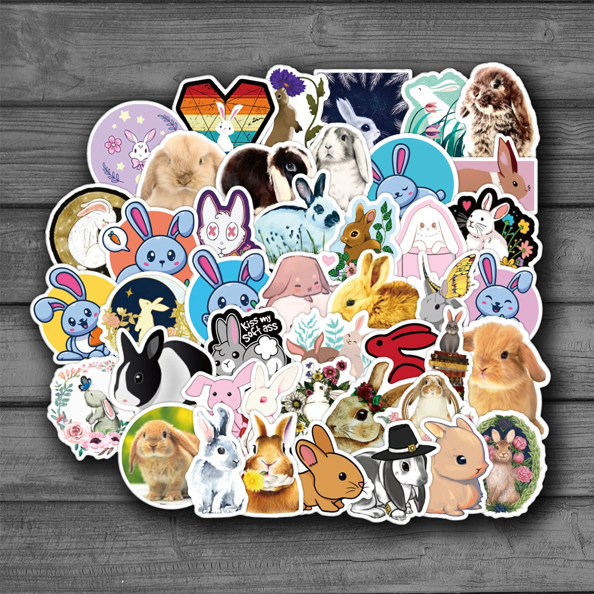 

10/50pcs Cute Bunny Animal Graffiti Stickers Cartoon Decals Kids Toy DIY Diary Suitcase Scrapbook Phone Laptop Bike Sticker