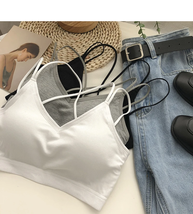 ladies bra Solid Color Underwired Padded Tube Top Vest for Women 2022 Spring and Summer Sexy Bottoming Tank Top Korean Style Versatile Bra ladies bra