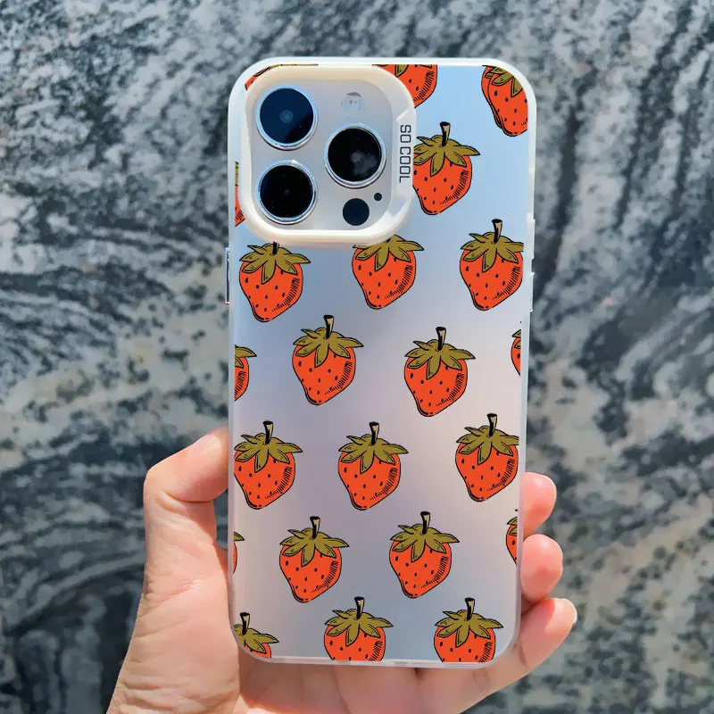 Farbe Früchte Banane Erdbeere Handyhülle für iPhone 14 13 12 11 Pro Max 13 Mini 16 15 Pus Pro Max stoßfeste Laser-Rückseite – Detail 4