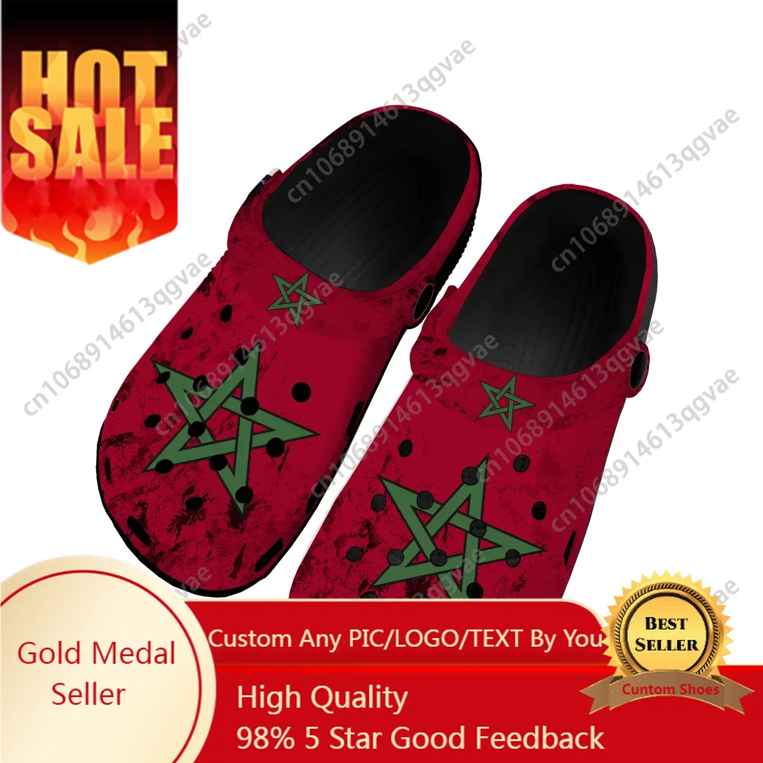 

Moroccan Flag Home Clogs Custom Water Shoes Mens Womens Teenager Morocco Shoe Garden Clog Breathable Beach Hole Slippers