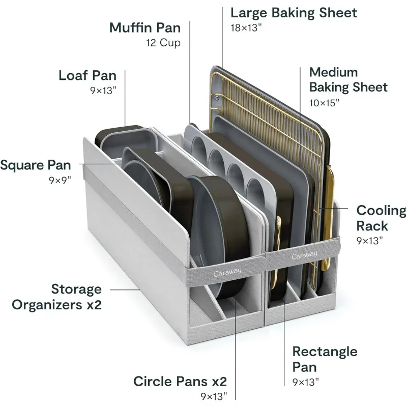 Caraway Nonstick Ceramic Bakeware Set (11 Pieces) - Baking Sheets, Assorted Baking Pans, Cooling Rack, & Storage 3
