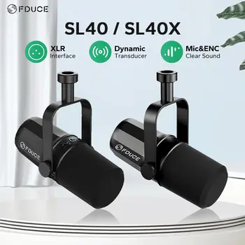 FDUCE 동적 마이크 SL40X/SL40 금속 내장 헤드셋 출력 사운드 절연 팟 캐스트, 라이브 방송 및 게임