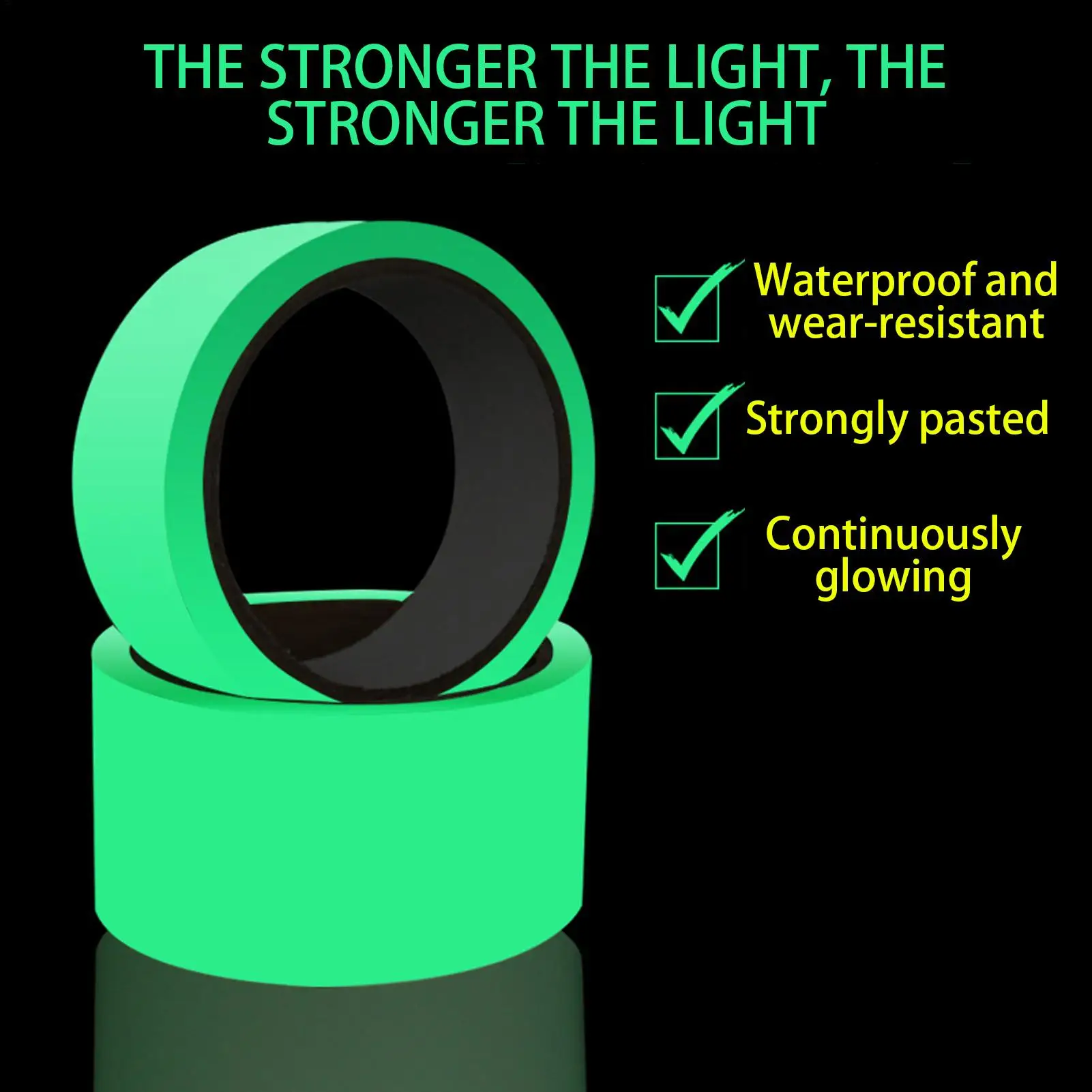 NEW 3M Bright Luminous Tape Fluorescent Tape For Indoor Outdoor Marking Stage Theatre Steps Exit Green blue Glow Tape