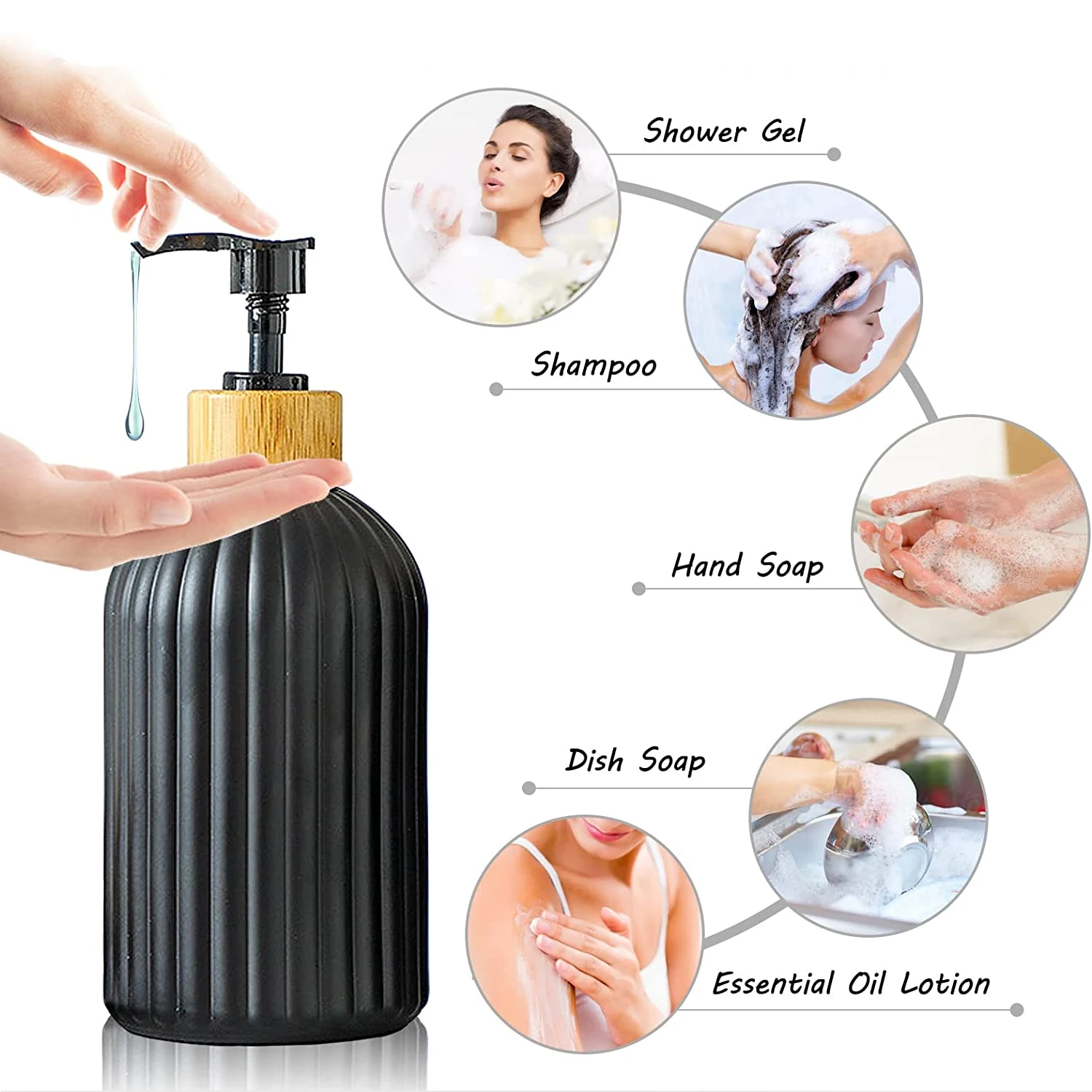 Soap Dispenser Soap Liquid Box Pressing Soap Liquid Box Black Soap Dispenser Set Bathroom Shampoo and Conditioner Bottle Shower Liquid Storage Container for Home Decor