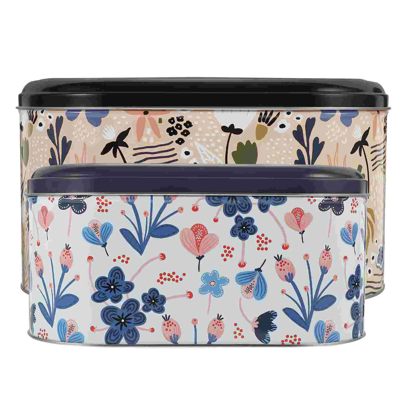 

2 Pcs Container Christmas Candy Containers Dry Food Storage Tinplate Sugar Case