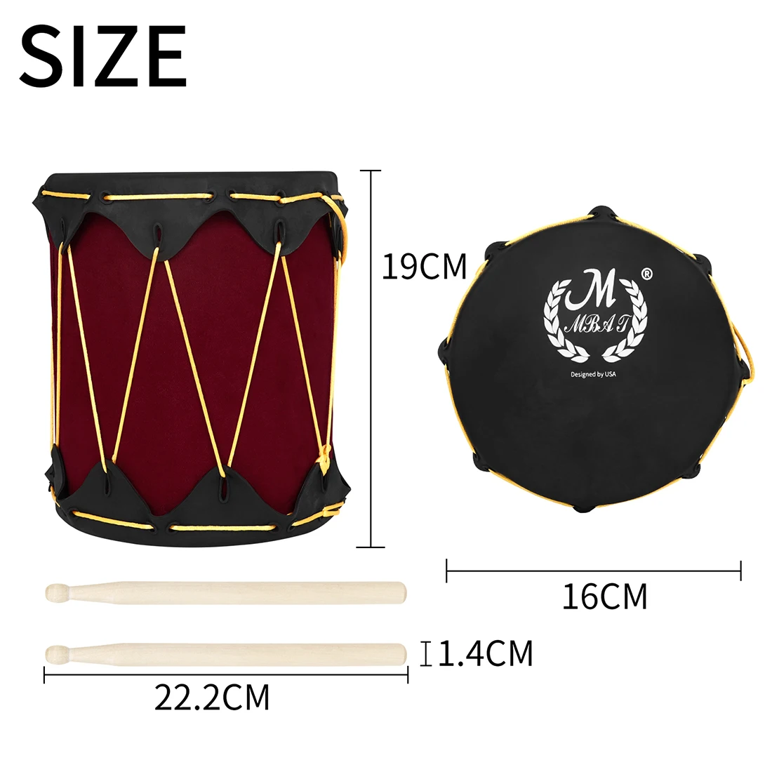 Professional Indian Drum Rubber Skin Drums with Drumsticks Musical Instrument Hand Drums Children's Music Gifts