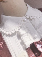 Japanese Sweet Lolita Blouses Women Vintage Victorian Elegant Lace Ruffles Turn Down Collar Loose Shirt Tops Female Clothing 6