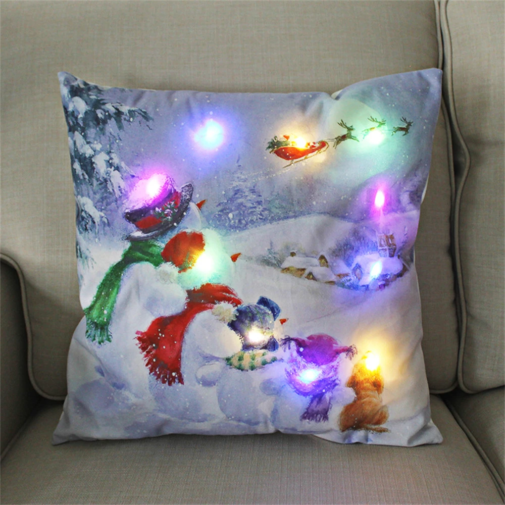 Pillow Covers Led Lighted Christmas Pillows LED Light Christmas