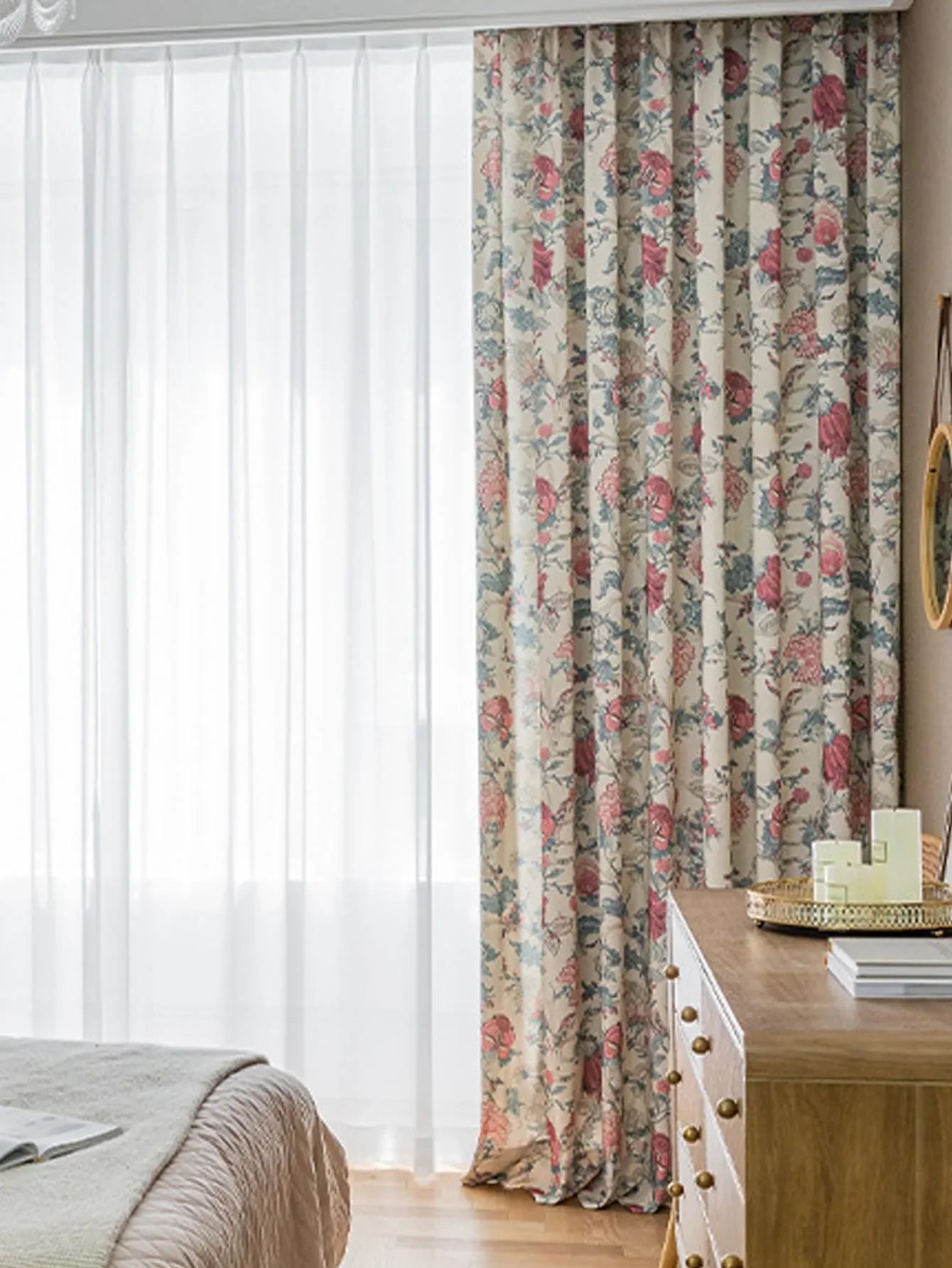 1PC European and American Printed Pastoral Style Curtains 5