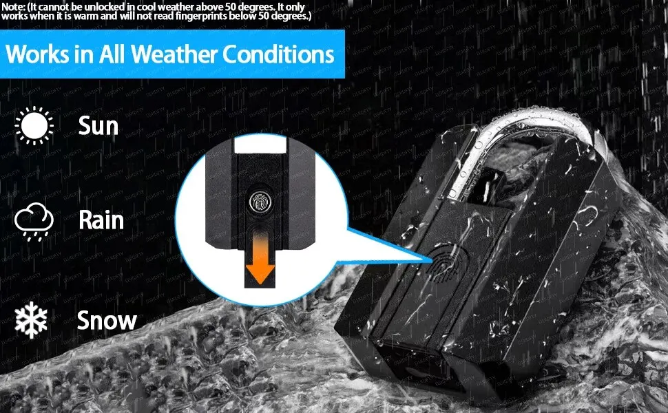 Scb8ea0a68aa34e3dbe85ae7000af03faY Waterproof Padlock TTLOCK Unlocking Black Heavy Duty Combination Lock Weatherproof Security Padlock Luggage Fingerprint Lock Mallzona