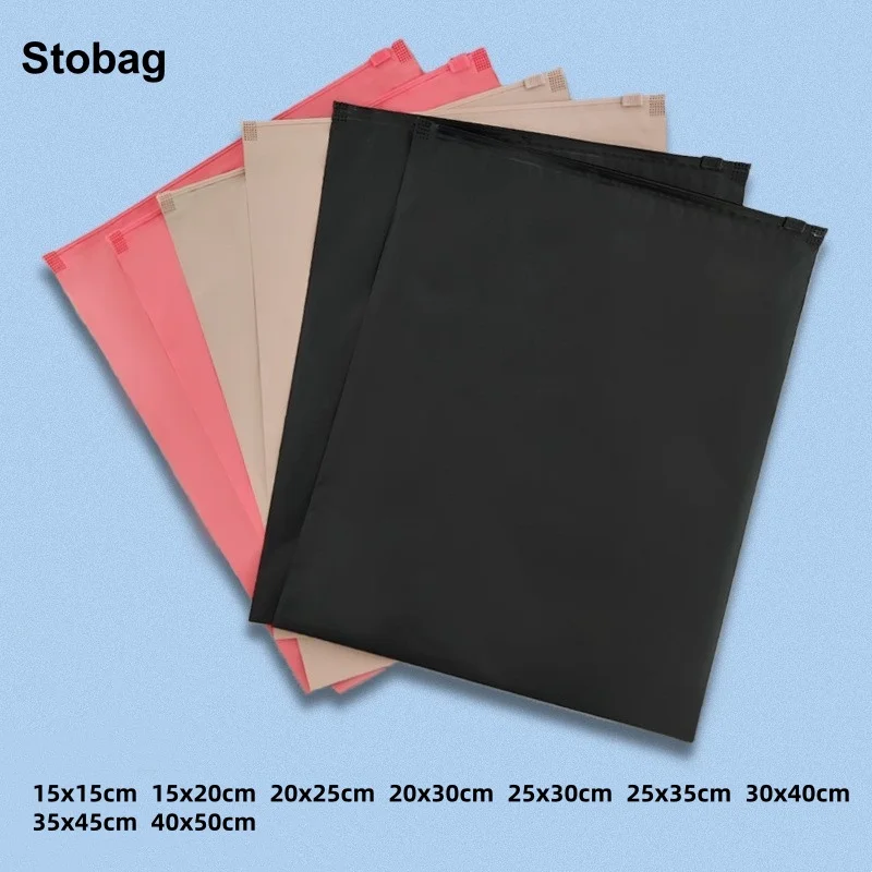 StoBag 50pcs Wholesale Color Frosted Matte Zipper Bags Clothes Packaging Pouch Plastic Sealed Shirts Storage Reusable Pocket