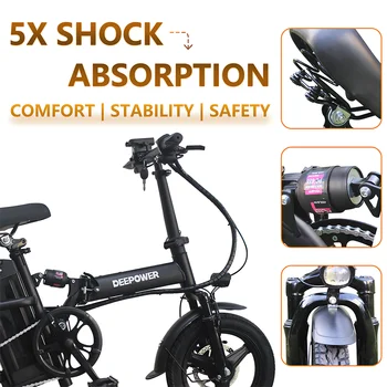 Folding Ebike 48V 15AH Electric Bike For Adults 400W Max 32KM/H Electric Bicycle City 14 inch Tire For Cycling 4