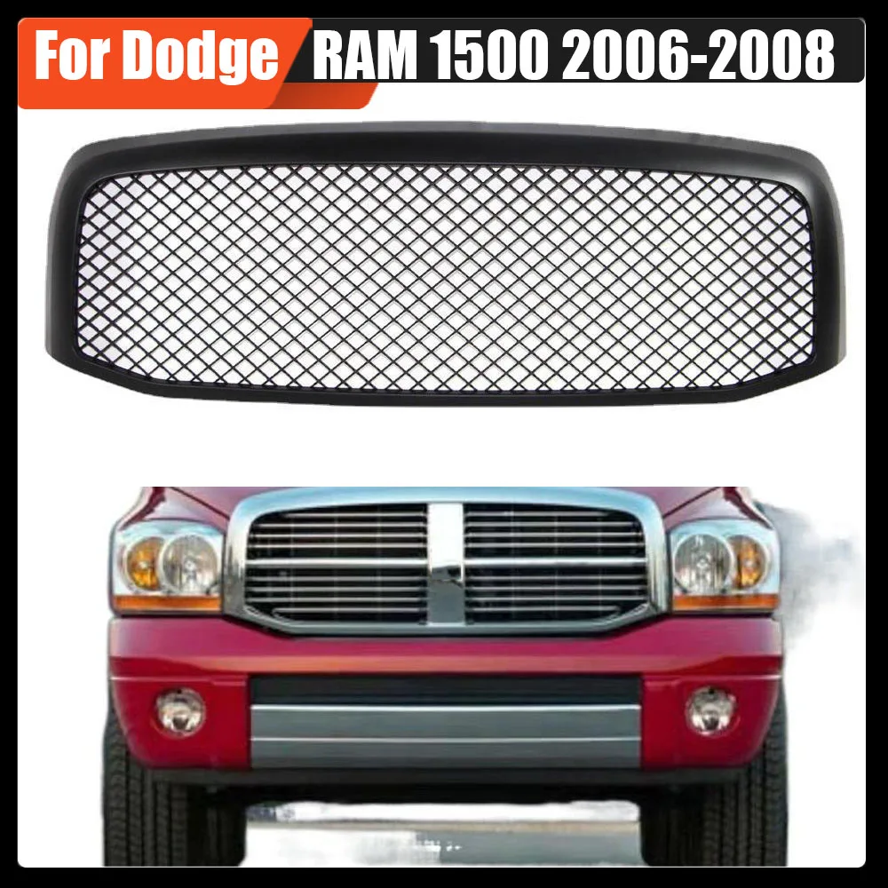 

Racing Grills Decoration Car Front Grid Racing Grills ABS Matte Black Trim Cover Bumper Grille For Dodge RAM 1500 2006-2008