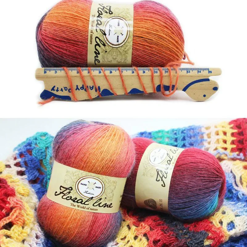 100g / 1Pcs 100% Wool Yarn  Space Dyed Hand Knitted Wool Soft Fluffy Yarn  DIY Crocheted Shawl Scarf Hat Sweater Gloves 3