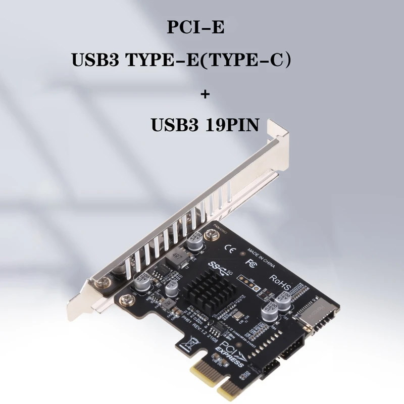 

PCI Express Card PCI-E to USB3 Type-E Front Panel Type-C 19P 20P Expansion Card Compatible PCI-E X1 X4 X8 X16 Interface