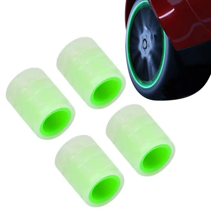 

Luminous Tire Cap 4 Pcs Car Tire Valve Stem Caps Glow In The Dark Tire Caps Universal Air Caps Cover For Cars SUVs Bike Trucks