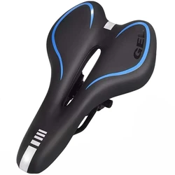 Silicone Gel-Padded PU Leather Shockproof Bike Saddle Cushion (Blue)