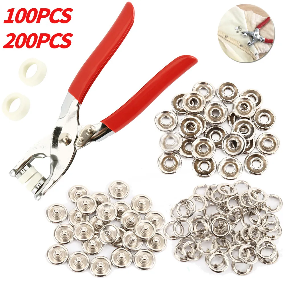 Snap Fasteners, Snap Fastener Set With Pliers 200 Sets Snap Fasteners  Metal, 10 Colors Sewing Accessories Buttons Buttons For Sewing On Tools  Snaps Fo