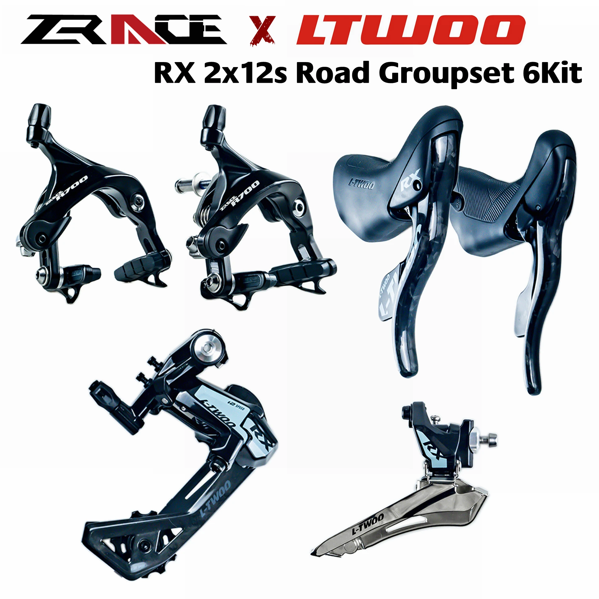Ltwoo Rx 2x12 Speed, 24s Road Groupset 6kit, Carbon Fiber, Zrace R700