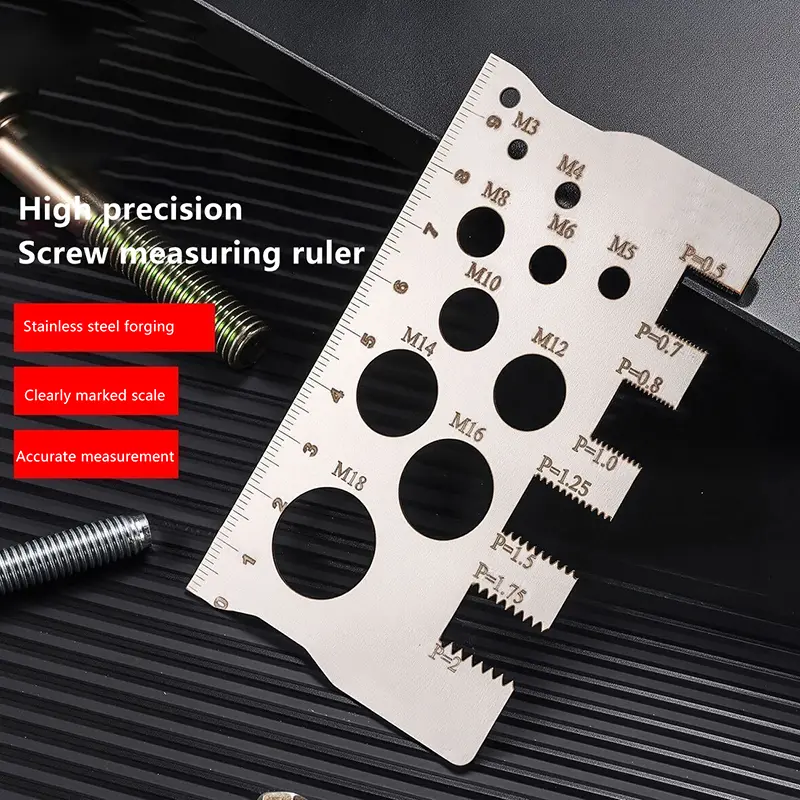 Thread Checker Screw Measurement Ruler Stainless Steel Caliper Metric Gauge Tool For Measuring Screw Pitch Bit Bolt Nut Screw image 4