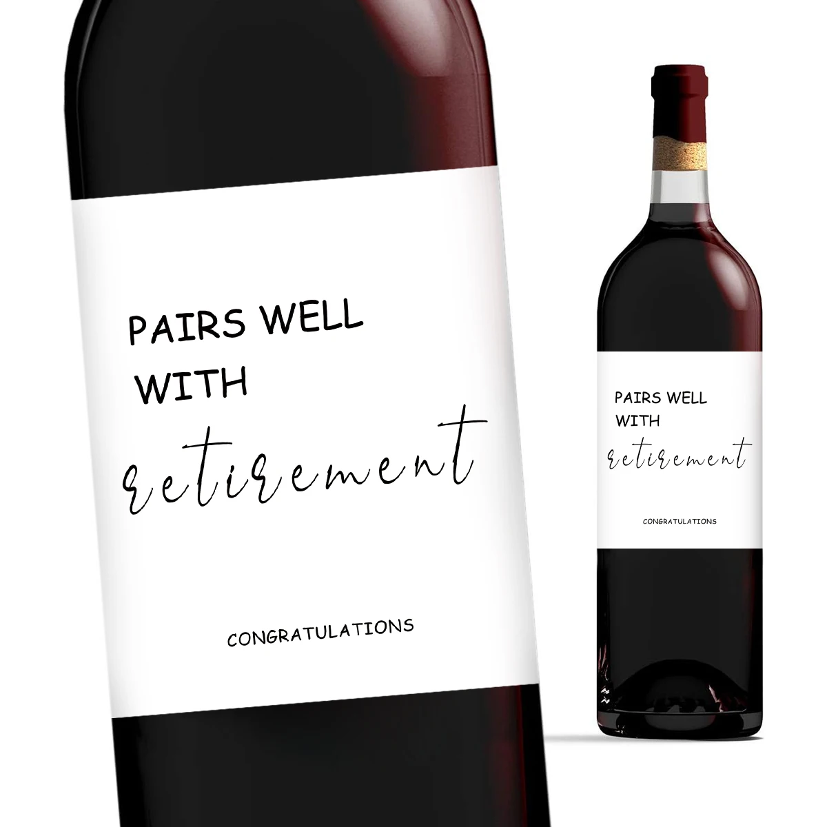 4-Pack Humorous Wine Bottle Stickers – Funny Retirement-Themed Self-Adhesive Labels for... - SKU HWBS1758 - UGI Packaging