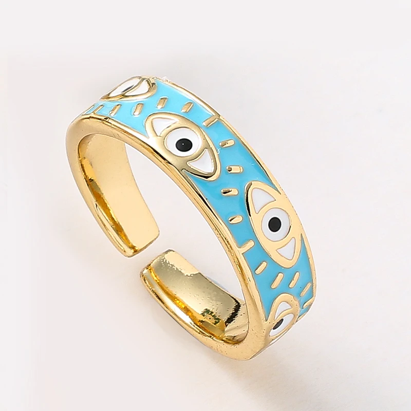 Anel dourado e azul claro