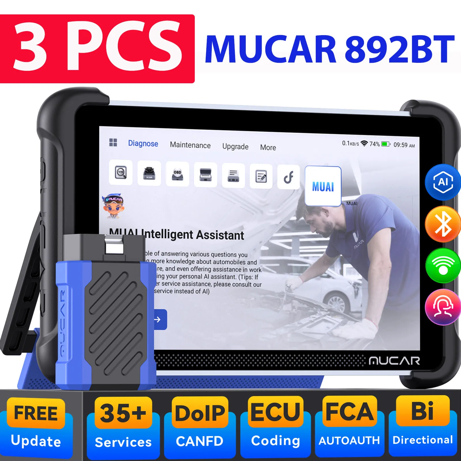 3PCS MUCAR 892BT THINKCAR THINKSCAN 689BT Bidirectional Automotive Tool ECU  Coding Obd2 Scanner CANFD DOIP 35 Reset Lifefree - AliExpress