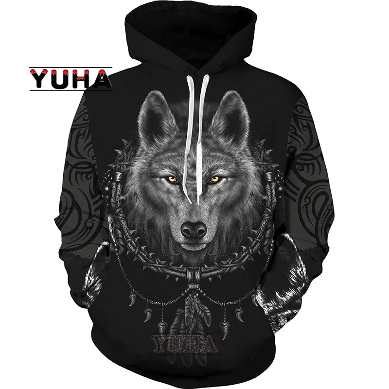 thumbnail image 1 of Sudadera unisex con estampado 3D de lobo, sudadera con estampado de animales, ropa de calle para hombre, 1 of 5