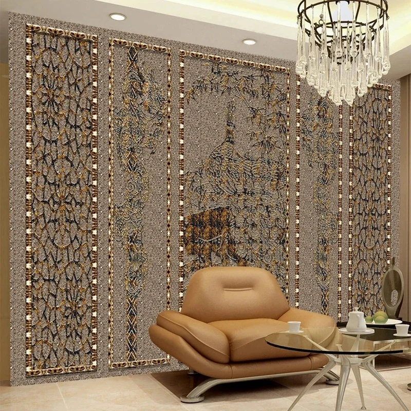 Custom Photo Mural Retro Mottled Brown Wallpaper 3D Embossed Geometric Mural Bedroom Living Room TV Sofa Background Wall Paper