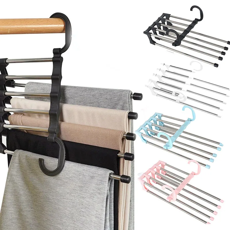 

Multifunctional Hanger Folding Pants Storage Rack Clothes Organizer Hangers Save Wardrobe Space Bedroom Closets Organizer